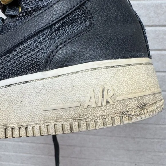 Nike Air Force 1 High Top Sneakers Black &amp; Gold Lace-Up &amp; Strap Shoes 6.5 Y
