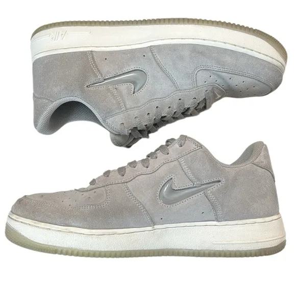 NIKE AIR FORCE 1 JEWEL COLOR OF THE MONTH LIGHT SMOKE GREY SUEDE SNEAKERS Men 11