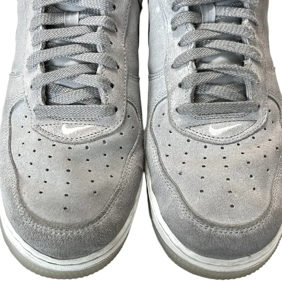 NIKE AIR FORCE 1 JEWEL COLOR OF THE MONTH LIGHT SMOKE GREY SUEDE SNEAKERS Men 11