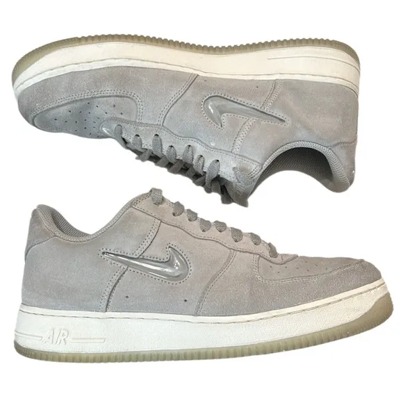 NIKE AIR FORCE 1 JEWEL COLOR OF THE MONTH LIGHT SMOKE GREY SUEDE SNEAKERS Men 11