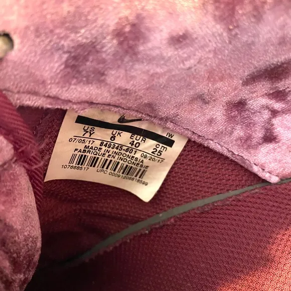 Nike‎ Air Force 1 LV8 Velvet Tea Berry 849345-601 Boys 7Y Girl’s 8.5Y