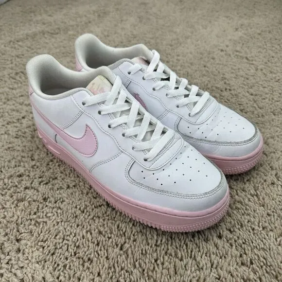 Nike Air‎ Force 1 Shoes Low Tops White Pink Sole (CV7663-100) Youth Size 7Y