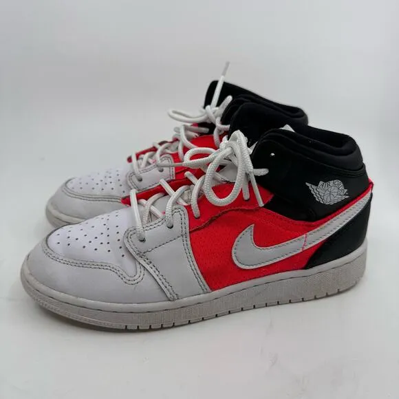 Nike Air Jordan 1 Mid GS Sneakers Shoes White Black Infrared Big Kids Sz US 4.5Y