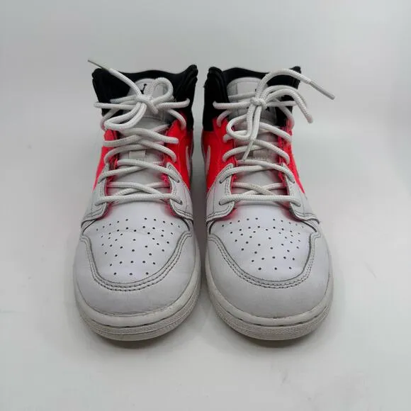 Nike Air Jordan 1 Mid GS Sneakers Shoes White Black Infrared Big Kids Sz US 4.5Y