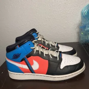 Nike Air Jordan 1 Mid Retro Game Time Shoes (GS) CV4891-001 Tri-Color Ribbons 6Y