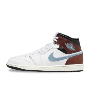 Nike Air Jordan 1 Retro Mid SE Shoes Men Size 10 Brown Blue Grey FQ7831-142 NEW