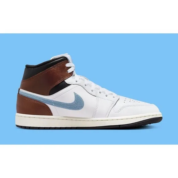 Nike Air Jordan 1 Retro Mid SE Shoes Men Size 10 Brown Blue Grey FQ7831-142 NEW