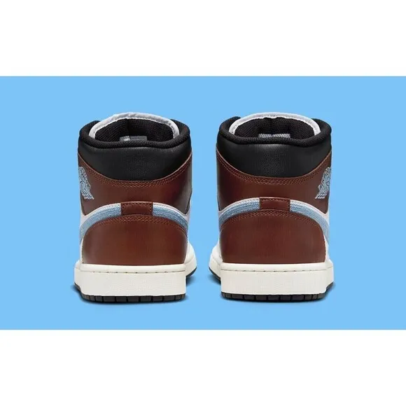 Nike Air Jordan 1 Retro Mid SE Shoes Men Size 10 Brown Blue Grey FQ7831-142 NEW