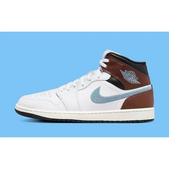 Nike Air Jordan 1 Retro Mid SE Shoes Men Size 10 Brown Blue Grey FQ7831-142 NEW