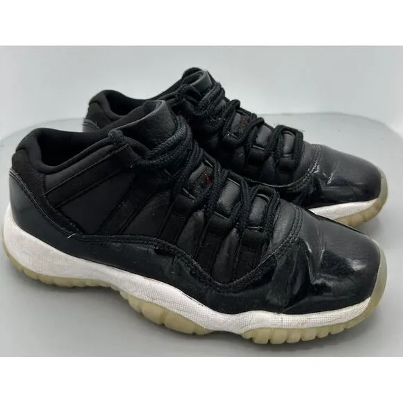 Nike Air Jordan 11 Retro 72-10 Black Basketball Shoes 528896-001 Youth Size 5.5Y