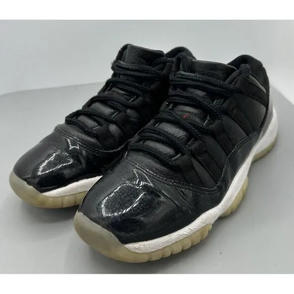 Nike Air Jordan 11 Retro 72-10 Black Basketball Shoes 528896-001 Youth Size 5.5Y