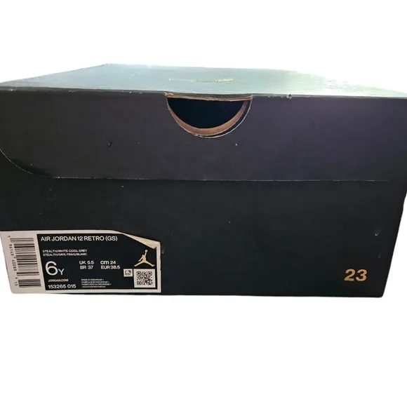 Nike Air Jordan 12 Retro Stealth GS Shoes Gray White 6Y
