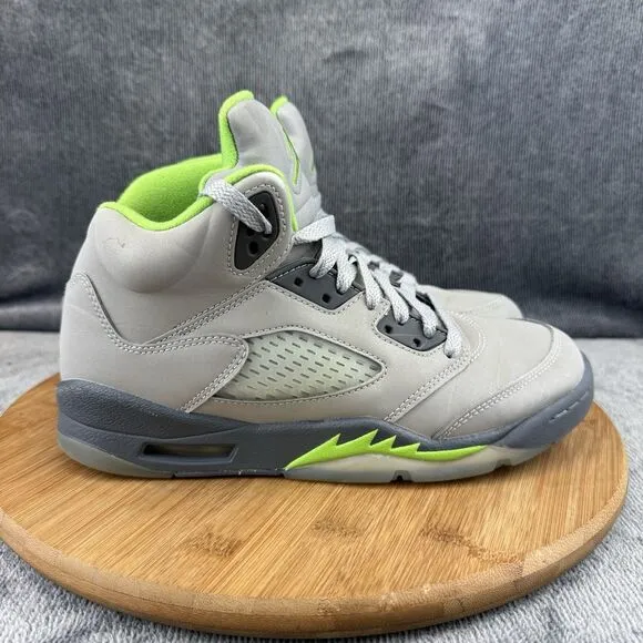 Nike Air Jordan 5 Retro Shoes Boys Size 6.5Y Silver Green Basketball Sneakers