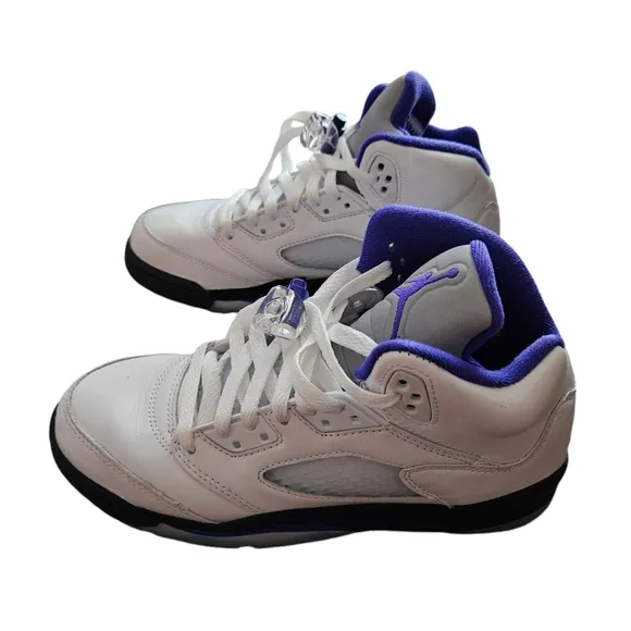 Nike Air Jordan 5 Retro Shoes White Purple 6Y