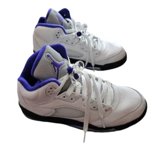 Nike Air Jordan 5 Retro Shoes White Purple 6Y