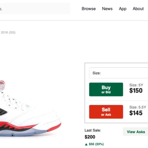 Nike Air jordan 5 Retro SZ 5.5Y