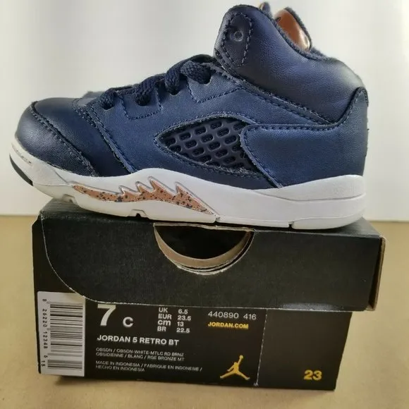 Nike Air Jordan 5 Retro Toddler's Shoes Size 7C Obsidian-Metallic Bronze 44089
