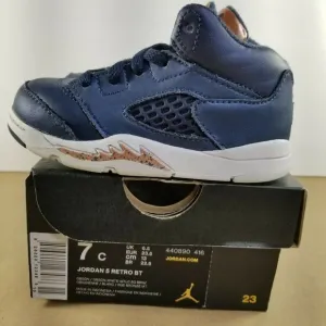 Nike Air Jordan 5 Retro Toddler's Shoes Size 7C Obsidian-Metallic Bronze 44089