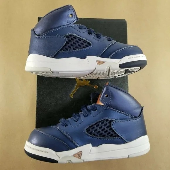 Nike Air Jordan 5 Retro Toddler's Shoes Size 7C Obsidian-Metallic Bronze 44089