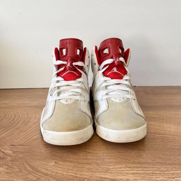 Nike Air Jordan 6 Retro Alternate 384665-113 White Red Shoes Youth Size 5