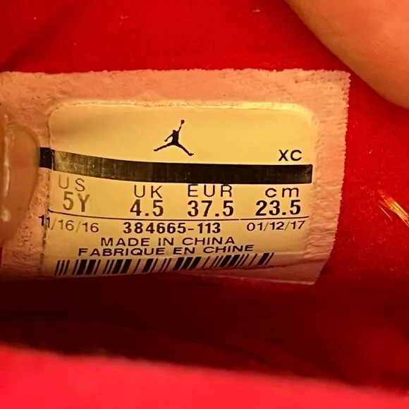 Nike Air Jordan 6 Retro Alternate 384665-113 White Red Shoes Youth Size 5