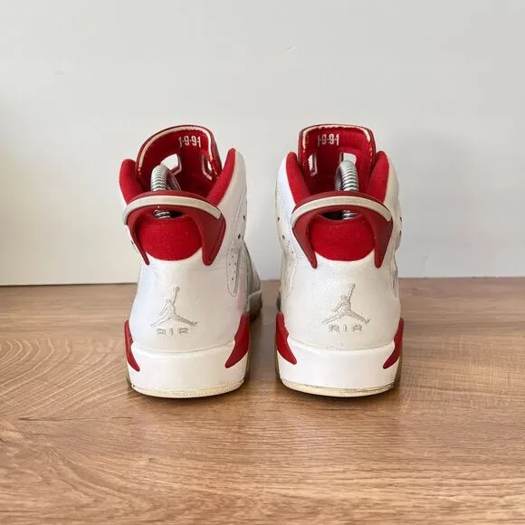 Nike Air Jordan 6 Retro Alternate 384665-113 White Red Shoes Youth Size 5