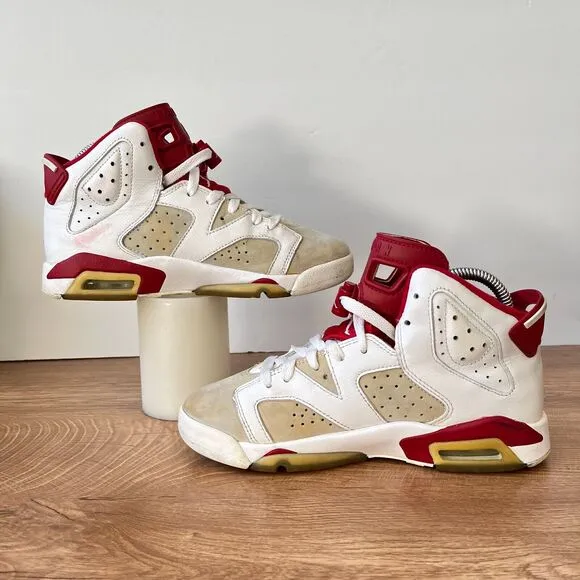 Nike Air Jordan 6 Retro Alternate 384665-113 White Red Shoes Youth Size 5