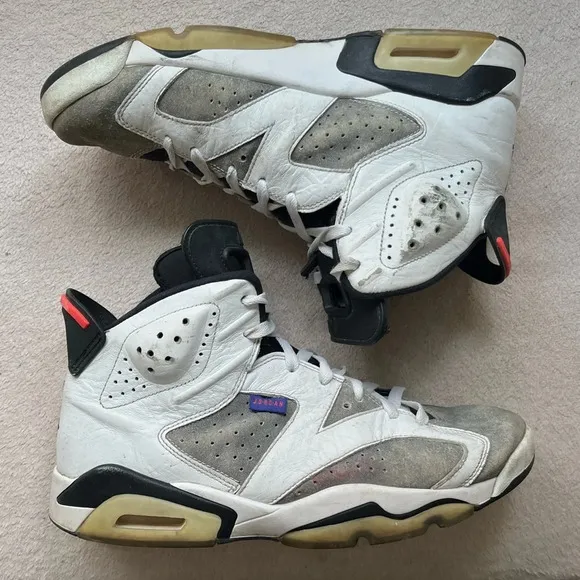 Nike Air Jordan 6 Retro Flight LTR Flint Men’s 10 CI3125-100 White Grey Black
