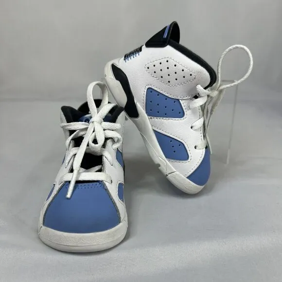 Nike Air Jordan 6 Retro UNC Toddler Shoes Size 5C White Blue DV3606-410