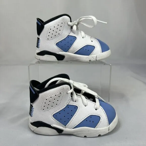 Nike Air Jordan 6 Retro UNC Toddler Shoes Size 5C White Blue DV3606-410