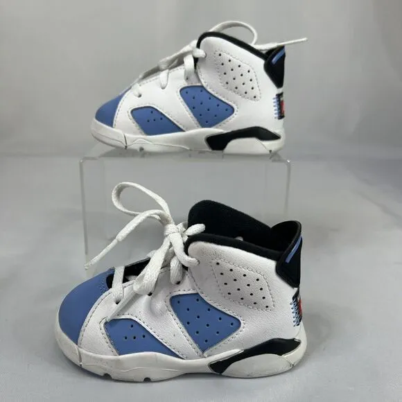 Nike Air Jordan 6 Retro UNC Toddler Shoes Size 5C White Blue DV3606-410