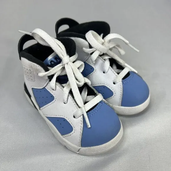 Nike Air Jordan 6 Retro UNC Toddler Shoes Size 5C White Blue DV3606-410
