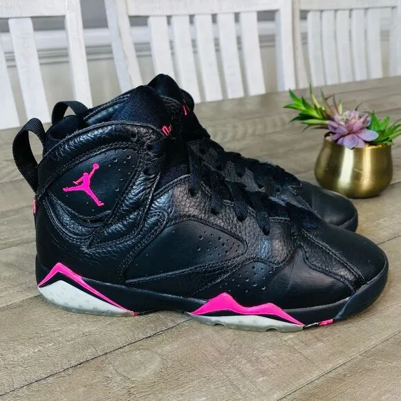 Nike Air Jordan 7 Retro Black Hyper Pink Sneakers Size 4.5 Youth