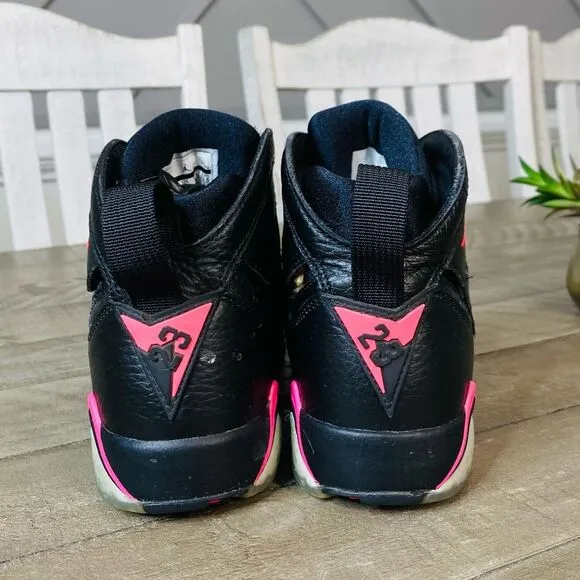 Nike Air Jordan 7 Retro Black Hyper Pink Sneakers Size 4.5 Youth