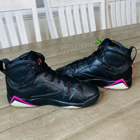 Nike Air Jordan 7 Retro Black Hyper Pink Sneakers Size 4.5 Youth