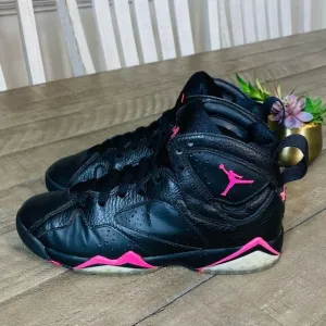 Nike Air Jordan 7 Retro Black Hyper Pink Sneakers Size 4.5 Youth