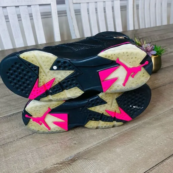 Nike Air Jordan 7 Retro Black Hyper Pink Sneakers Size 4.5 Youth