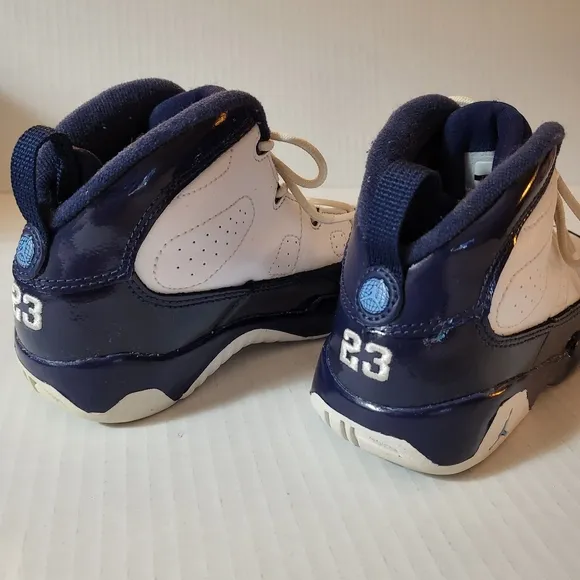 Nike Air Jordan 9 Retro  Kids Shoes - White &amp; Blue Sneaker Size 10 Boys/Toddler