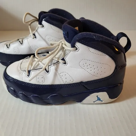 Nike Air Jordan 9 Retro  Kids Shoes - White &amp; Blue Sneaker Size 10 Boys/Toddler