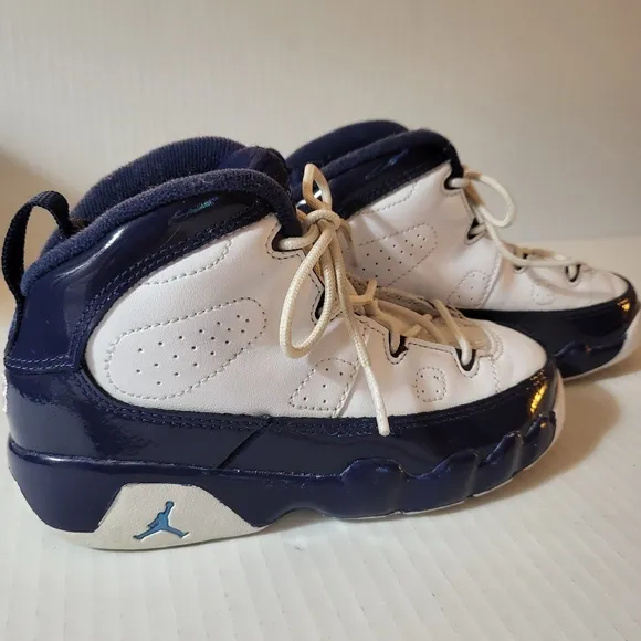 Nike Air Jordan 9 Retro  Kids Shoes - White &amp; Blue Sneaker Size 10 Boys/Toddler