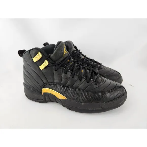 Nike Air Jordan Black Sneakers Mid 12 Retro Big Kids Shoes Basketball Size 4Y