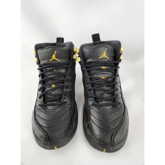 Nike Air Jordan Black Sneakers Mid 12 Retro Big Kids Shoes Basketball Size 4Y