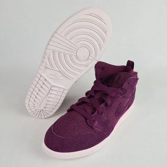 Nike Air Jordan Retro 1 Mid Bordeaux Shoes Little Kids Sneakers