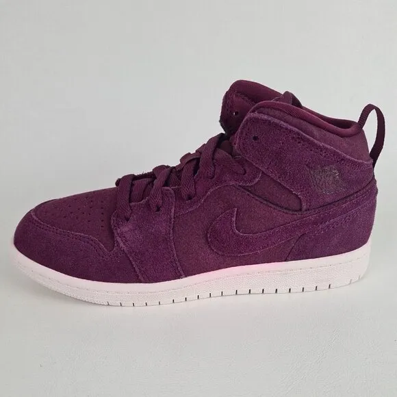Nike Air Jordan Retro 1 Mid Bordeaux Shoes Little Kids Sneakers