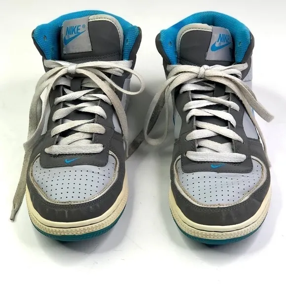 Nike Air mid high tops grey blue youth 2012 6.5
