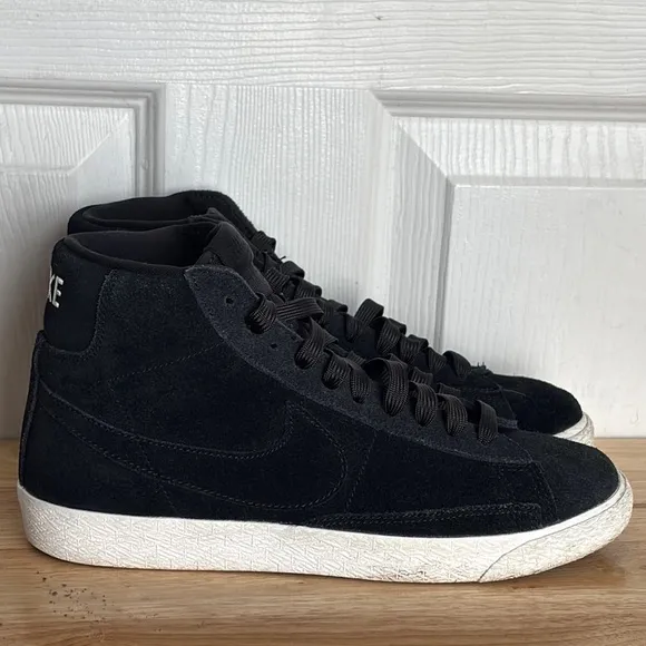 Nike Black Leather Suede Blazers High-Top Sneakers size 6.5 Y