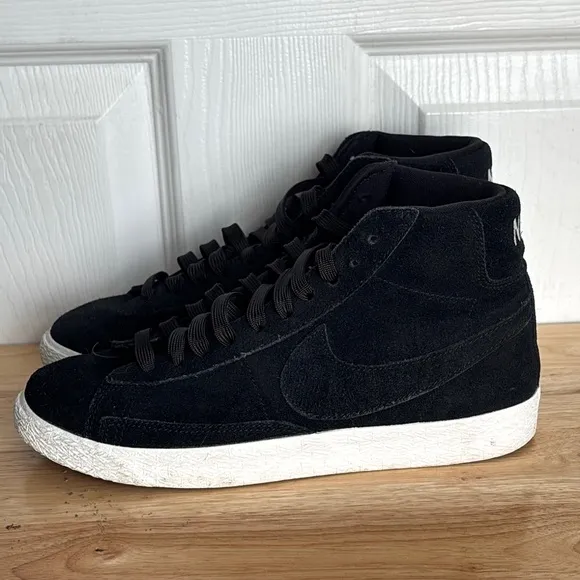 Nike Black Leather Suede Blazers High-Top Sneakers size 6.5 Y