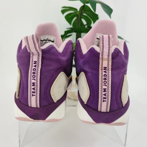 Nike Boy's Air Jordan Jumpman Team II  White Purple Leather Basketball Shoes 7Y