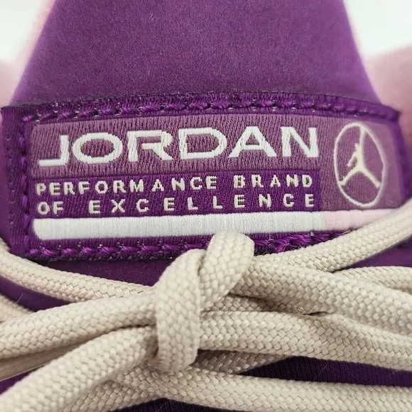 Nike Boy's Air Jordan Jumpman Team II  White Purple Leather Basketball Shoes 7Y