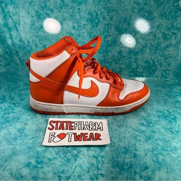 Nike Dunk High Orange White Syracuse Men’s Leather Retro Shoes Size 10